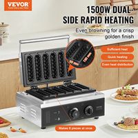 Gaufrier commercial 1500W 6 bâtonnets antiadhésif en acier inoxydable pour corn dog, équipement de boulangerie