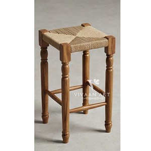 Tabouret de bar en bois moderne et traditionnel avec dossier et repose-pieds pour chambre, cuisine, comptoir, café, restaurant, siège domestique - Product Image 3