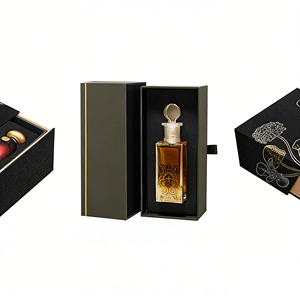 กล่องน้ำหอมเปล่าหรูหราขนาด 50 มล. กล่องกระดาษแข็งแบบกำหนดเองพร้อมเคลือบ UV และลายนูน ปิดด้วยแม่เหล็ก ออกแบบฟรี บรรจุภัณฑ์ของขวัญ - Product Image 1