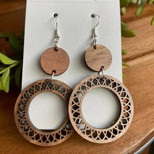 Boucles d'oreilles pendantes géométriques en bois pour femme, faites à la main, légères, chics, pour soirée, usage quotidien, bijoux fantaisie festifs - Product Image 5