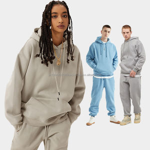 เสื้อฮู้ดดี้แบบสวมหัวสั่งทำขายส่ง ปักลายได้ แบบยูนิเซ็กซ์ ผ้าฟลีซหนานุ่ม ทรงหลวม ไหล่ตก มีกระเป๋า ชุดเสื้อฮู้ดดี้ - Product Image 1