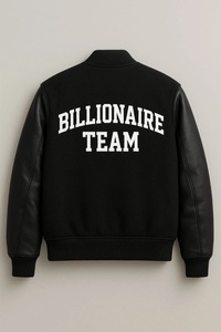 เสื้อแจ็คเก็ตผู้ชาย AT HAWKS สีดำ ทำจากผ้าขนสัตว์และผ้าแขนเสื้อแบบต่างกัน  แบบ Letterman สำหรับบาสเกตบอล - Product Image 5