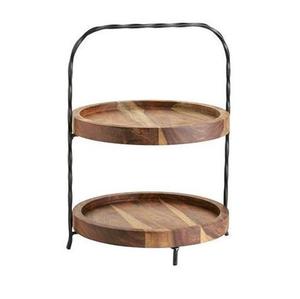 Soporte redondo de madera para tartas, pedestal de madera de mango, servidor de postres hecho a mano, exhibidor de postres para bodas, fiestas, hogar, artesanal de madera. - Product Image 2