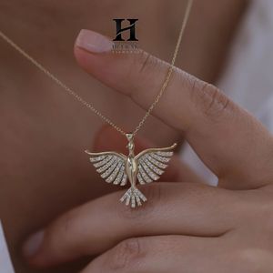 Pendentif en or 14 carats avec motif d'oiseau serti de diamants, collier de luxe, fabricant de bijoux - Product Image 3