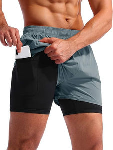 Quick Dry <b>Men</b> Gym <b>Shorts</b> with Liner 2-in-1 Workout Training Athletic Running <b>Shorts</b> for Fitness Wholesale - Product Image 6