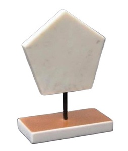 ประติมากรรมโลหะแนวแอบสแตรกสีทองแบบพรีเมี่ยมพร้อมฐานหินอ่อนสีดำสไตล์โต๊ะสำหรับตกแต่งผนังห้องนั่งเล่น - Product Image 5