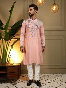 Diseños de Kurta Tradicional de Seda para Hombre, para Eid, Bodas y Fiestas, Colección Salwar Kameez, Ropa Islámica de India y Pakistán - Product Image 2