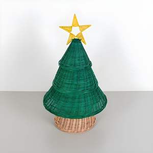 Meilleur choix festival vacances approvisionnement décoration de noël rotin pins verts avec noel arbre topper ornements - Product Image 3