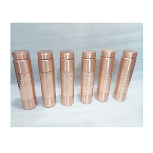 Authentic solid <b>copper</b> water <b>bottle</b> with threaded cap for safe storage and healthy <b>drinking</b> habits - Product Image 3
