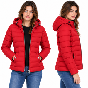 Chaqueta acolchada azul real para mujer, con capucha, abrigo de plumón, ropa exterior acolchada para invierno, informal, ajustada, térmica, cálida, proveedor OEM - Product Image 6