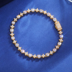 Luxury Star Shape Crystal Bracelet 18K Gold Plated Claw Setting Women's Party Jewelry Chain <b>Link</b> Design - Product Image 1