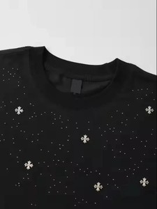 T-shirt surdimensionné personnalisé pour homme, coupe carrée, haute qualité, 100 % coton, effet délavé soleil, avec appliqué strass, coupe courte - Product Image 4