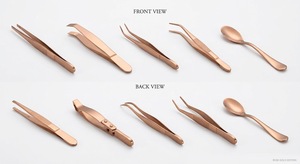 Ensemble de 8 ustensiles de chef en acier inoxydable rose gold robuste pour la présentation : cuillère, fourchette, pince, spatule, pincettes - Product Image 5