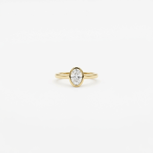 Anillo de Compromiso de Oro de 14K con Diamante Cultivado en Laboratorio de Corte Ovalado, Engaste en Bisel, Joyería de Boda Moderna con Certificación IGI para Mujer - Product Image 1