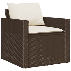 Divano da giardino in Poly Rattan marrone 4 pezzi con cuscini eleganti mobili da esterno - Product Image 4