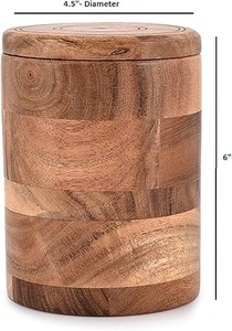 Utensilios de Cocina, Recipientes para Almacenamiento de Alimentos, Tarro de Sal y Pimienta de Madera de Mango con Tapa, del Fabricante en India - Product Image 4
