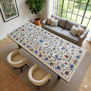 Mesa de Centro Redonda Contemporánea Hecha a Mano con Tapa de Mármol, Arte en Piedra Natural, Resistente al Agua y al Fuego, para Uso en Hoteles - Product Image 2