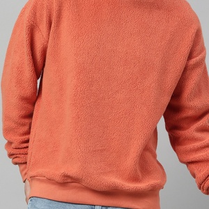 <b>Mens</b> Sherpa Sweatshirt <b>Orange</b> Teddy Fleece Drop Shoulder Crewneck Pullover Apparel Manufacturer - Product Image 6