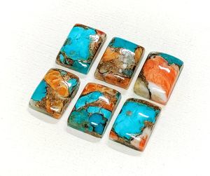 Cabochon en turquoise cuivrée de forme baguette, 14*10 mm, 100% PIERRE PRÉCIEUSE NATURELLE, pour la création de bijoux, au prix de gros. - Product Image 4