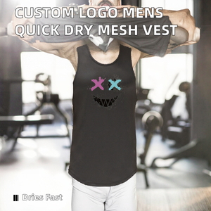 Camiseta sin mangas de poliéster negra para hombre con estampado gráfico de ojos en X coloridos y dientes afilados, estilo urbano, cuello en V, de secado rápido - Product Image 5