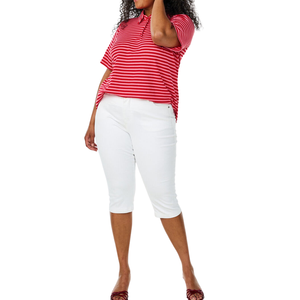Camisa a Rayas de Talla Grande para Mujer, Manga Corta, Corte Holgado, Fabricación Personalizada al por Mayor (ODM), Antiarrugas, Transpirable, de Algodón Tejido - Product Image 5