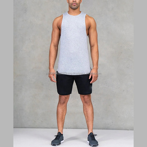 Débardeur de sport pour homme, coupe classique, imprimé uni, logo, col rond, bas de coupe incurvé, coton et élasthanne, vente en gros - Product Image 5