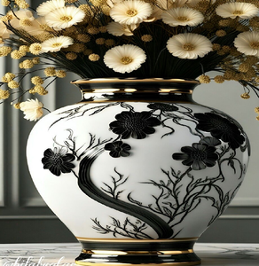 แจกันเคลือบทองสวยงาม ประดับด้วยลายดอกไม้แบบนูน และขอบหยักตกแต่งอย่างมีสไตล์ มีจำหน่ายในราคาขายส่ง - Product Image 5