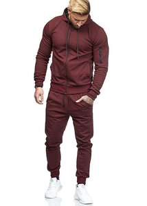 Conjunto Deportivo Informal para Hombre, Sudadera con Capucha Gris, Cierre de Cremallera Completa, Pantalones Deportivos, Ropa Deportiva Transpirable de Poliéster - Product Image 5