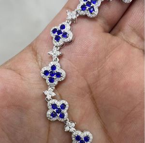 Blue Stone <b>Charm</b> Bracelet 925 Sterling Silver Gold Plated White Moissanite Luxury Elegant Wedding Party Anniversary Jewelry Gift - Product Image 3