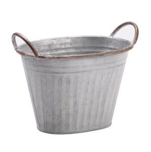 Maceta Redonda de Metal Galvanizado Rústico, Maceta para Flores, Tamaño, Forma y Color Personalizables, Artículos de Jardín - Product Image 1