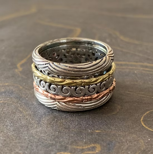 High Quality <b>Silver</b> 925 <b>Spinner</b> Handmade Textured <b>Ring</b> Trendy Style Wide Band <b>Ring</b> Fine Jewelry For Everyone - Product Image 4