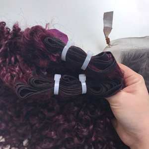 Precio al por mayor de fábrica Extensiones de cabello humano vietnamita de alta calidad Borgoña Pixie Curly Cutícula Cabello intacto para mujeres - Product Image 5