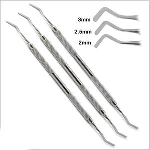 เครื่องมือสำรวจรากฟันสแตนเลสสตีล ขนาด 2 มม. 2.5 มม. 3 มม. ด้ามจับแบบมีลาย สำหรับงานเอ็นโดดอนต์แบบแมนนวล คลาส 1 Shuja Surgico - Product Image 1