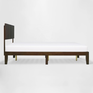 Vietnam Factory Wholesale Simple Design Solid <b>Pine</b> Wood <b>Bed</b> Queen Size Platform Wooden <b>Bed</b> Frame Easy Assembly Bedroom Furniture - Product Image 3