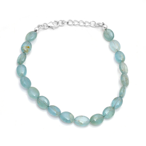 Natural Aquamarine Classic Strand <b>Bracelet</b> 925 Sterling Silver Smooth Gemstone Handmade High Quality Unique Design Anniversary - Product Image 1