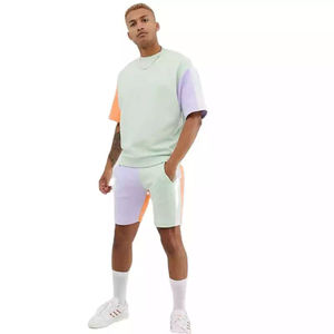 Producto en Oferta, Nueva Llegada, Conjunto de Camiseta y Pantalones Cortos de Verano para Hombre, Conjunto de Dos Piezas en Color Contrastante para Adultos - Product Image 1