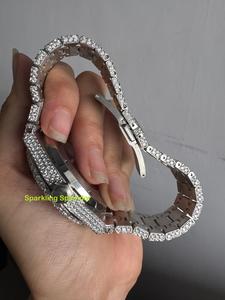 Montre pour homme de luxe entièrement sertie de diamants en moissanite, boîtier rond de 41 mm, montre mécanique automatique, passe le testeur de diamants - Product Image 4