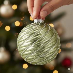 Vinita Impex - Adorno Navideño de Cristal Verde Salvia Moderno y Lujoso de 3 Pulgadas, Decoración Colgante para Árbol, Ecológico y Festivo - Product Image 2