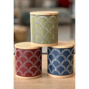 Handmade Mango Wood Enamel Printed <b>Jar</b> Natural Wooden Container <b>for</b> <b>Kitchen</b> Organization and <b>Storage</b> - Product Image 4