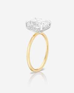 Bague de fiançailles personnalisée en diamant de laboratoire taille coussin, sertie halo à griffes, style minimaliste moderne, alliances de mariage, or massif 14K 18K, IGI - Product Image 4