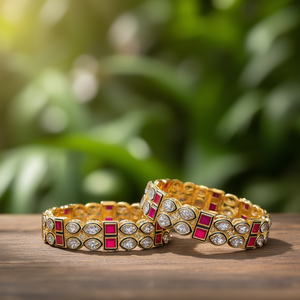 Radiant Pota Stone and Crystal <b>Bangles</b> <b>Set</b>-Fashion Jewelry - Product Image 3