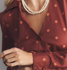 Custom Print Dot Chiffon Blouse Shirt Long Sleeve V Neck Women Womens <b>Tops</b> - Product Image 4