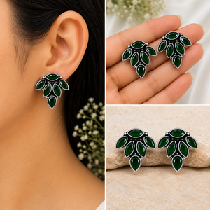 Export Quality Stainless Steel Pearl Antique <b>Silver</b> Plated Bezel Setting Bohemian Style Women's <b>Stud</b> <b>Earrings</b> Direct Factory - Product Image 2