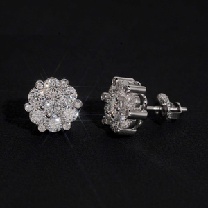Pendientes de Moissanita con Diseño Floral, Joyería Brillante con Cristales, Pendientes de Lujo, Regalo para Mujer - Product Image 5