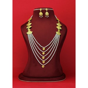 Gold Plated Pearl set With best Finishing <b>Artificial</b> Long Necklace New Traditional Beads <b>Jewellery</b> Set Multi Layer Imitation Set - Product Image 5