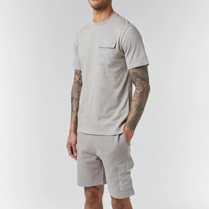 Top Selling Men's Casual Breathable Summer Eco-Friendly Custom Color 100% Cotton <b>Suit</b> Sets Printed <b>T</b>-<b>Shirt</b> Shorts Custom Logo - Product Image 3