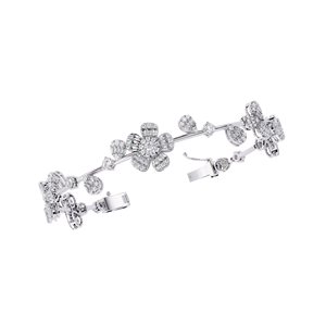 Aniva Jewels 14K Real <b>White</b> Gold Flower <b>Bracelet</b> Lab Grown Diamond Weddings Parties Gifts Wholesale Yellow Gold Jewelry - Product Image 2