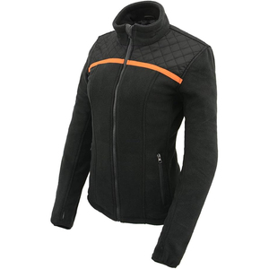 SAMROZ SPORTS Women's Black <b>Micro</b> <b>Fleece</b> Zipper Front <b>Jacket</b> with Orange Stripe - Product Image 4