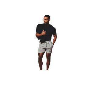 Shorts Bermuda en coton uni pour homme avec poches, respirants, style décontracté, taille mi-haute, fermeture à cordon, gris - Product Image 2