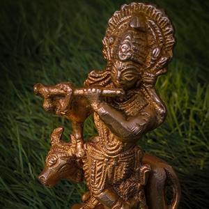 Figura de Krishna de Latón, Hecha a Mano, Estatua de Dios Hindú, Escultura Decorativa Art Deco para el Hogar o Templo, Decoración para Diwali - Product Image 2